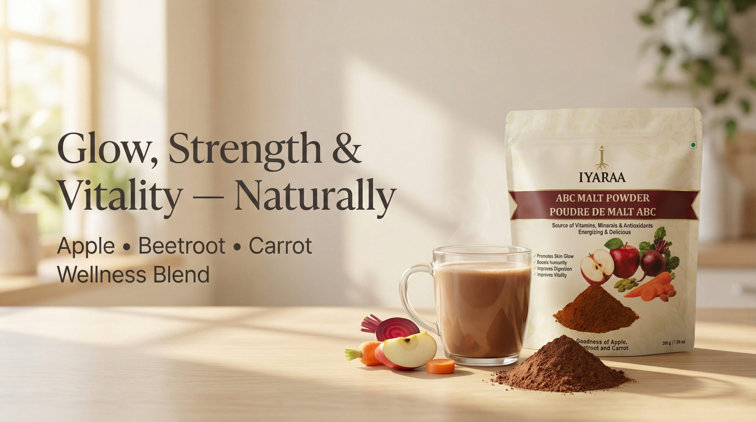 Iyaraa ABC Malt Powder apple beetroot carrot health drink mix